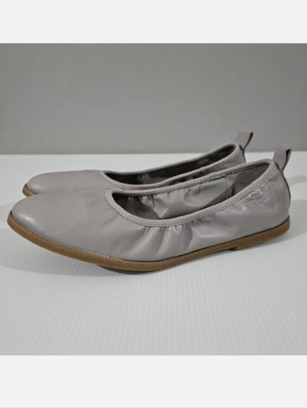 Eileen Fisher Notion Ballet Flat Womens 8 Cloud Gray Nappa Leather Slip On NEW
